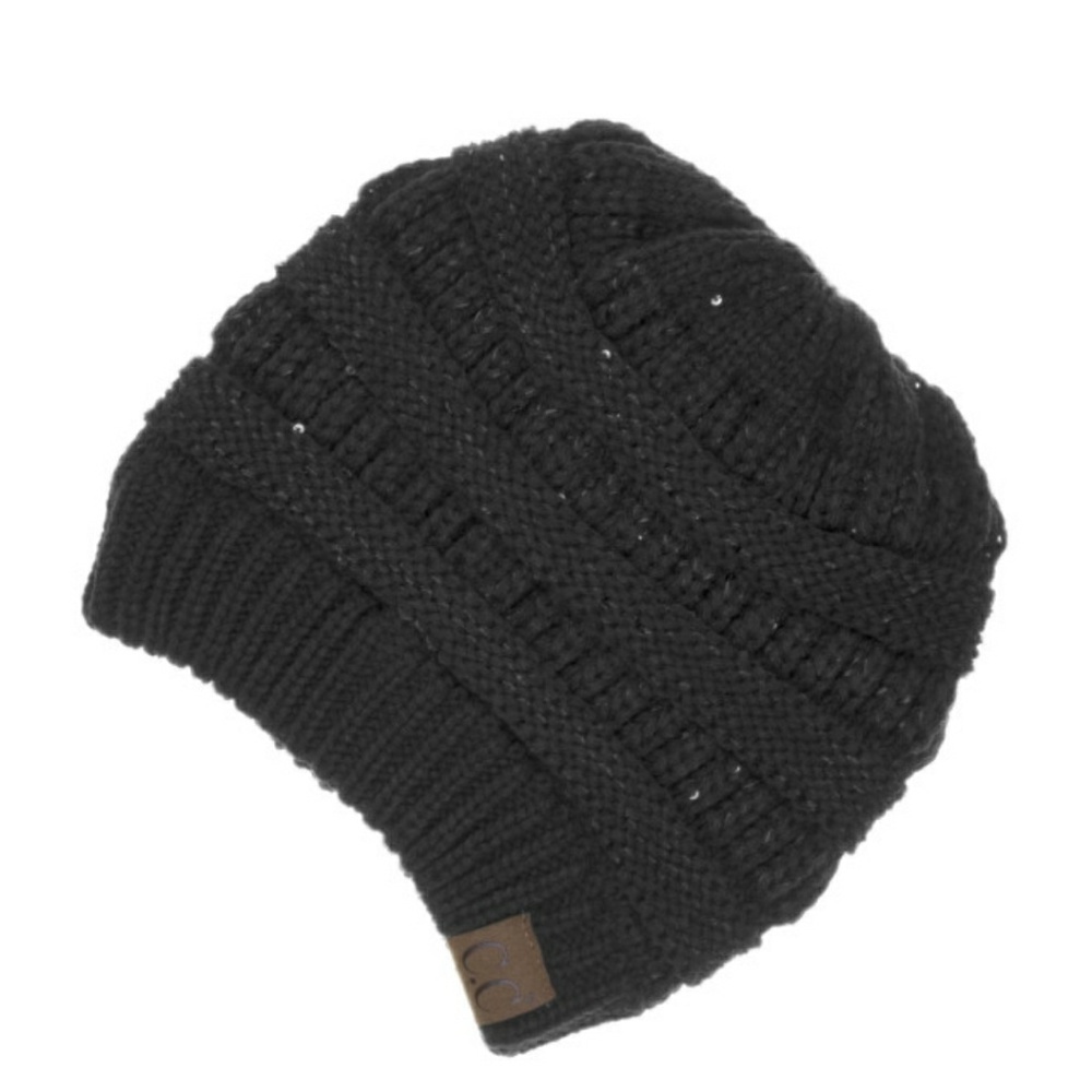 C.C. Beanie with Sequins Black